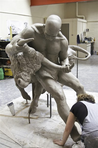 Angela works to make William’s legs stand up to the task at hand