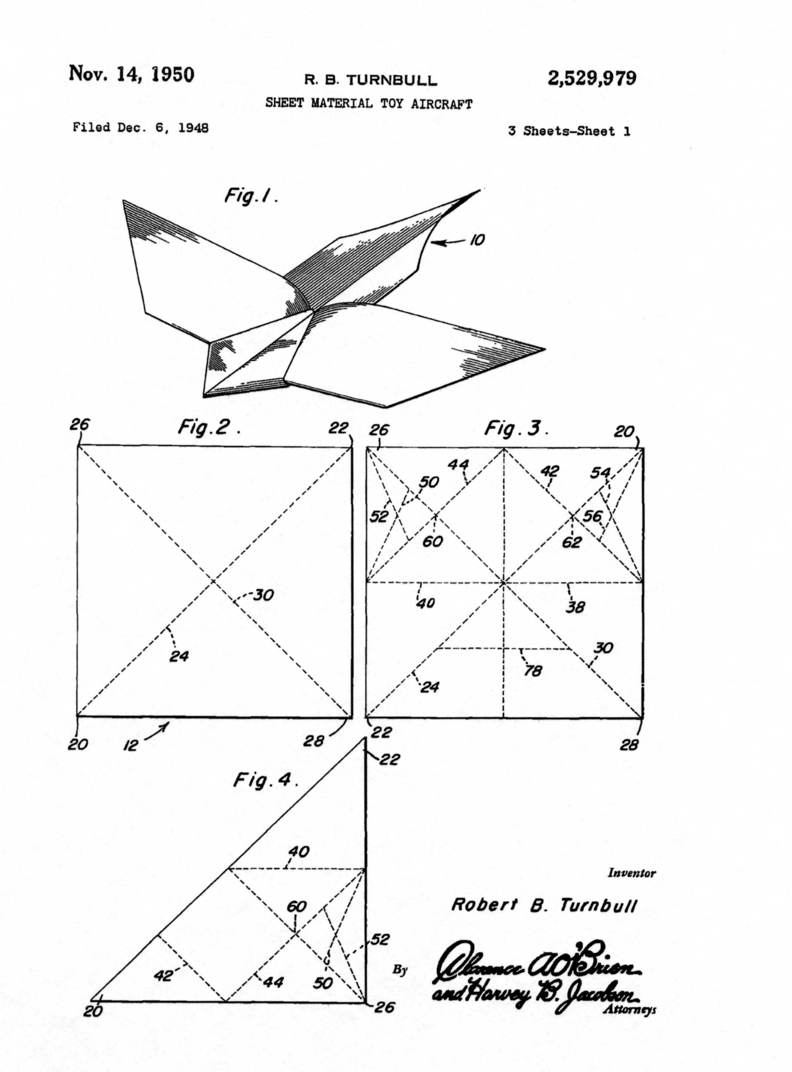 Patent for Turnbull Sheet Metal Toy Airplane